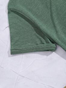 SHEIN LUNE Áo thun nữ Hoạt hình Slogan Giải trí - màu xanh lá - Xem 4