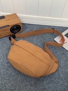 帆布男士紋理質感胸包女性2023新款斜肩包時尚運動腰包