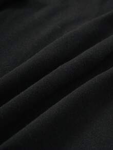 SHEIN EZwear 標語圖案短款T恤 - 黑色 - 查看 3