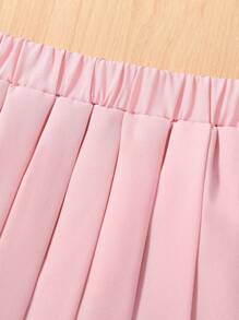 SHEIN Cô Gái Trẻ Đồ họa Chữ cái Cami ngọn & Áo thun & Chân Váy xếp ly - Nhiều màu - Xem 3