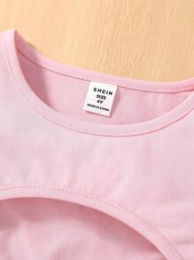 SHEIN Cô Gái Trẻ Đồ họa Chữ cái Cami ngọn & Áo thun & Chân Váy xếp ly - Nhiều màu - Xem 6