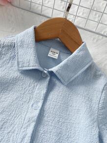 SHEIN Bộ thời trang bé gái - Màu xanh lam - Xem 5