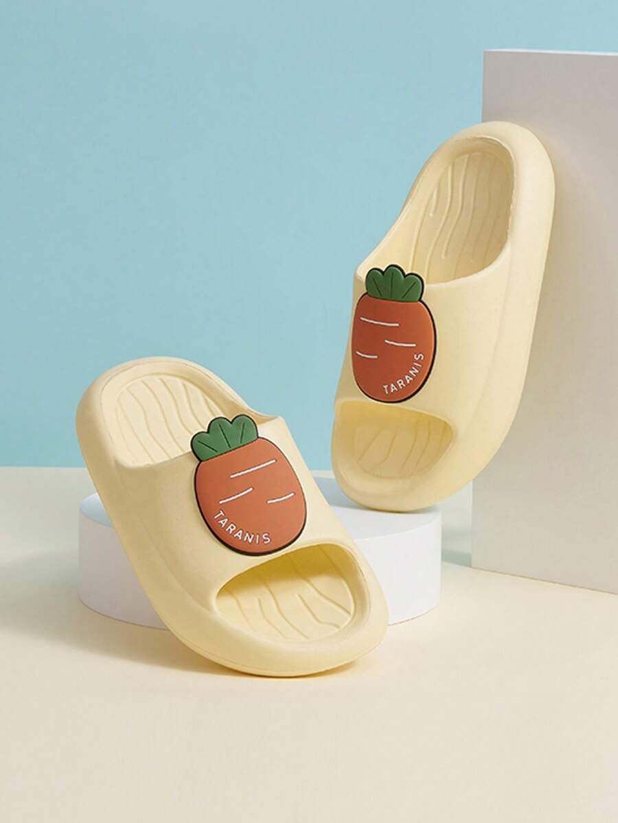 TARANIS Chicas Zapatillas con estampado de letra con diseño de zanahoria EVA anti deslizante de moda para casa - Amarillo - Ver 1
