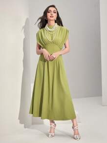 Modelyn Đầm Xù màu trơn Thanh lịch - màu xanh lá - Xem 6