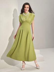 Modelyn Đầm Xù màu trơn Thanh lịch - màu xanh lá - Xem 7