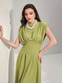 Modelyn Đầm Xù màu trơn Thanh lịch - màu xanh lá - Xem 8