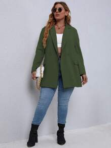 EMERY ROSE 纯色双排扣西装外套 - 綠色 - 查看 3