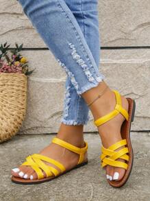 時尚踝帶平底涼鞋適用於女士交叉帶平底涼鞋