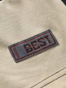 Manfinity Homme Quần short nam dáng rộng màu khối có dây rút ở eo và họa tiết chắp vá - Nhiều màu - Xem 4