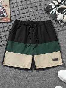 Manfinity Homme Quần short nam dáng rộng màu khối có dây rút ở eo và họa tiết chắp vá - Nhiều màu - Xem 6