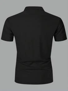 Manfinity Homme 男士條紋和字母圖案撞色POLO衫 - 彩色 - 查看 2