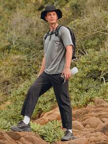 Hombres Camiseta deportiva con estampado de letra - Gris - Ver 4