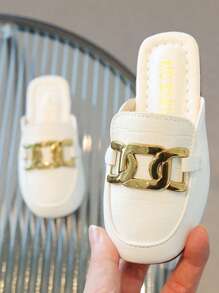 Chicas Zapatillas mules con diseño de cadena en relieve detalle para verano - Blanco - Ver 1