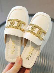 Chicas Zapatillas mules con diseño de cadena en relieve detalle para verano - Blanco - Ver 3