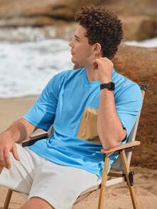 Manfinity Sport Corelite Men Pocket Patched Sports Tee Workout Tops - Baby Blue - View 4