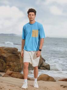 Manfinity Sport Corelite Men Pocket Patched Sports Tee Workout Tops - Baby Blue - View 6