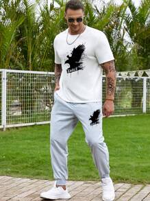 Manfinity LEGND Bộ hai mảnh Nam Túi Thú vật Lá thư Giải trí - trắng - Xem 1