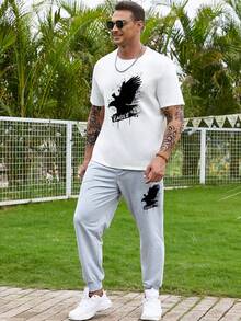 Manfinity LEGND Bộ hai mảnh Nam Túi Thú vật Lá thư Giải trí - trắng - Xem 5