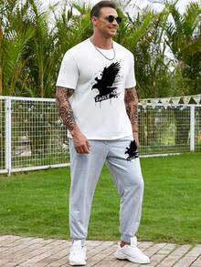 Manfinity LEGND Bộ hai mảnh Nam Túi Thú vật Lá thư Giải trí - trắng - Xem 7