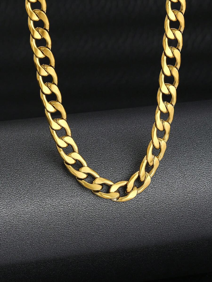 1pc Children's Stainless Steel Hip Hop Necklace, Suitable As A Gift For Friends - Yellow Gold - View 1