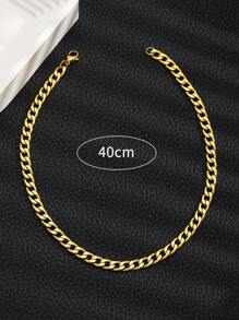 1pc Children's Stainless Steel Hip Hop Necklace, Suitable As A Gift For Friends - Yellow Gold - View 3