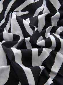 Zebra Pattern Flat Sheet Set Without Filler, 1pc Fitted Sheet & 1pc Flat Sheet & 2pcs Pillowcase, Modern Soft Bed Sheet Set For Bedroom - Black and White - View 6