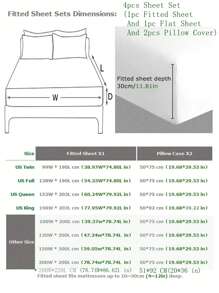 Zebra Pattern Flat Sheet Set Without Filler, 1pc Fitted Sheet & 1pc Flat Sheet & 2pcs Pillowcase, Modern Soft Bed Sheet Set For Bedroom - Black and White - View 8