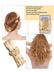 Rodillo rizador de pelo completo, juego de 3 rizadores de pelo sin calor y coleteros sin rodillo de pelo en espiral de calor - Champán - Ver 1