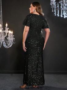 蝴蝶袖亮片派對禮服