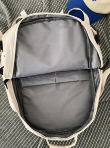 大容量日常通勤尼龍可調節中學生旅行背包書包適合研究生、青少年女孩、新生、大二、初中和高中大學生、大學和高中，非常適合戶外、旅行和返校 - 白色 - 查看 4