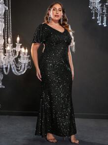 蝴蝶袖亮片派對禮服