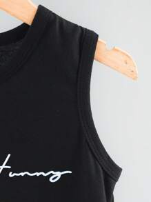 SHEIN 小男童字母圖案撞色背心上衣 - 彩色 - 查看 3