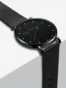 1pc Kids Metal Strap Casual Round Dial Quartz Watch & 1pc Bracelet For Daily Life - Black - View 2