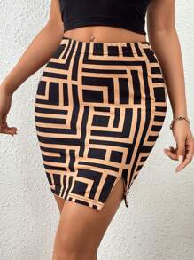 SHEIN Privé Váy nữ Chia Hình học Tất cả trên in Gợi cảm - Nhiều màu - Xem 4