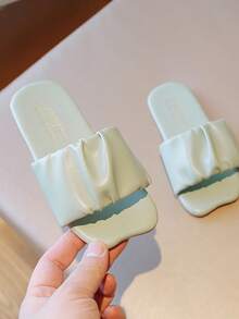 Chicas Zapatillas fruncido con banda única minimalista para exterior - Verde - Ver 4