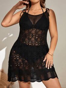 Swim Lushoire 大碼鏤空肩上打結罩衫洋裝不附比基尼