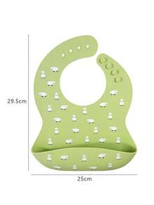 Baby Sheep Pattern Silicone Waterproof Bib - Mint Green - View 3