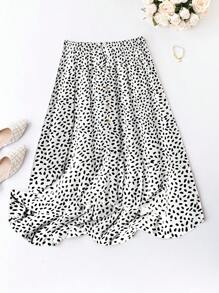 Celure Plus Dalmatian Print Button Front Skirt - White - View 1