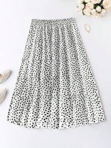 Celure Plus Dalmatian Print Button Front Skirt - White - View 2