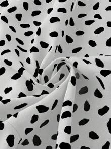 Celure Plus Dalmatian Print Button Front Skirt - White - View 5