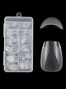 120入組 Xxs超短方形亞克力沙龍全覆蓋雕塑凝膠指甲貼片 - 白色 - 查看 1