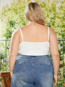 SHEIN CURVE+ Top de tirantes crop unicolor - Blanco - Ver 2