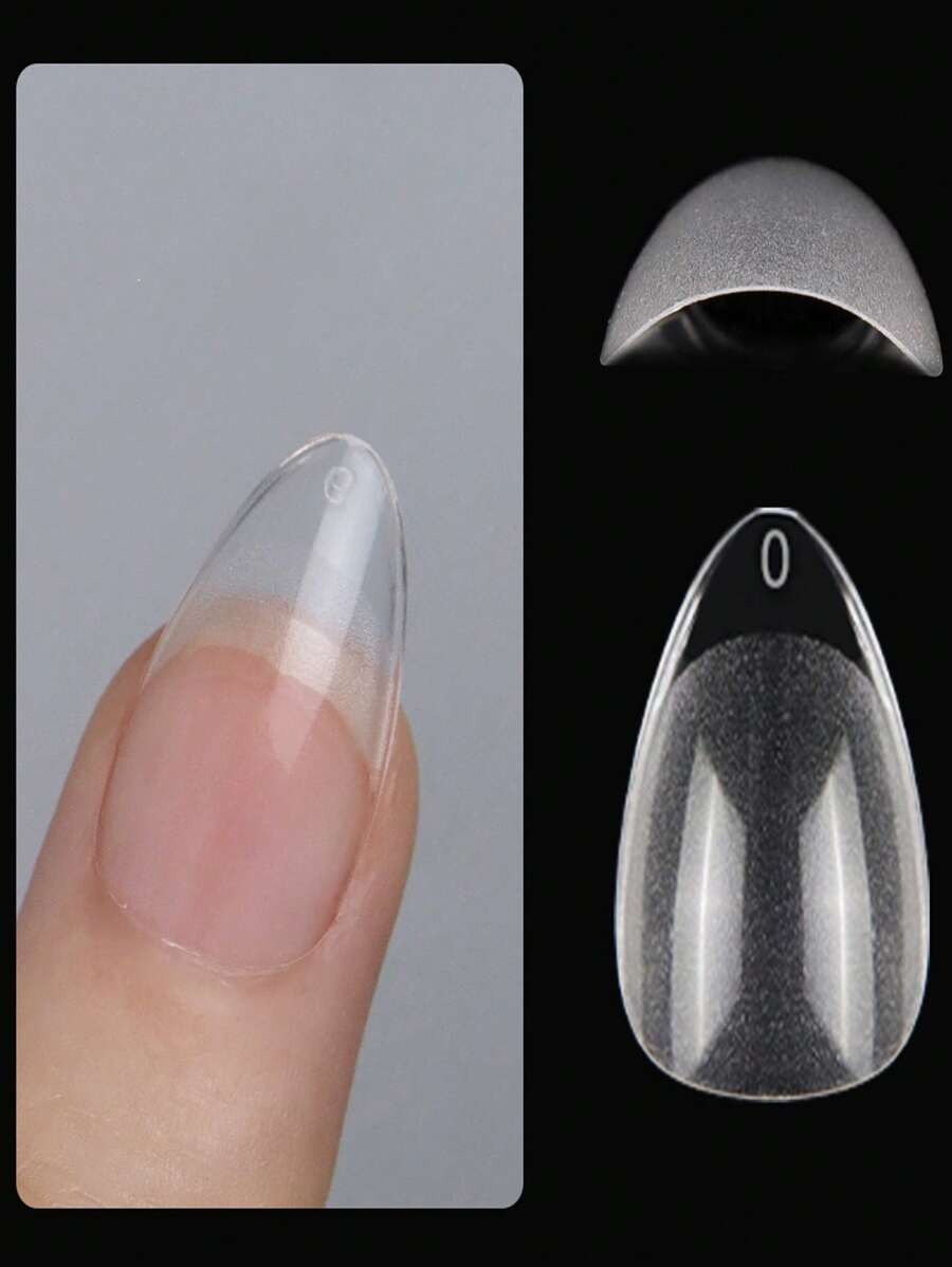 120入組極短杏仁型壓克力沙龍全套沉浸式凝膠指甲貼片，指甲貼片，美甲工具 - 米色 - 查看 1