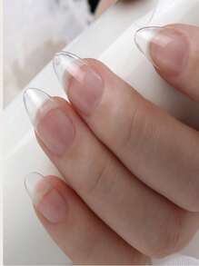 120入組極短杏仁型壓克力沙龍全套沉浸式凝膠指甲貼片，指甲貼片，美甲工具 - 米色 - 查看 3