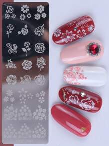 FULL BEAUTY Rose Flower Summer Retro Nail Stamping Template Nail Stencil Nail Stamp Decoration Plate DIY Tool,Nail Supplies,Nail Tools,Nail Art Tools,Back To School,Nails,Nail Tools For Press On Nails