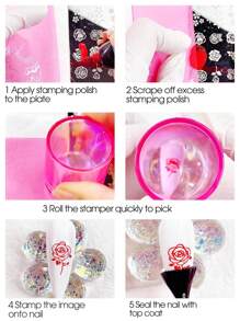 FULL BEAUTY Rose Flower Summer Retro Nail Stamping Template Nail Stencil Nail Stamp Decoration Plate DIY Tool,Nail Supplies,Nail Tools,Nail Art Tools,Back To School,Nails,Nail Tools For Press On Nails