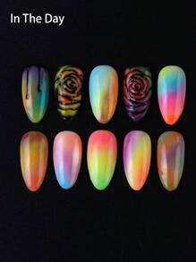 FULL BEAUTY 13 盒彩色闪光荧光霓虹指甲粉亮粉 - 彩色 - 查看 7