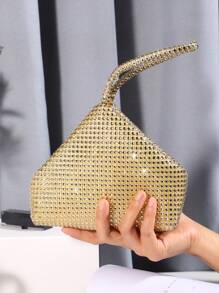 Glamorous Glitter Bling, Sequin, Luxury, Shiny Rhinestone Decor Evening Bag For Prom Portable, Slot Small Wallet, Business Casual Business, Commute, Outdoors, Stadium, Holiday For Lady, For Women, For Female, White-Collar Workers Rhinestone, Rhinestone Bag Faux Pearl, Rhinestone For Party Girl, Woman, Bride Perfect For Party, Wedding, Prom, Dinner/Banquet, For - Gold - View 5