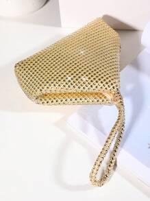 Glamorous Glitter Bling, Sequin, Luxury, Shiny Rhinestone Decor Evening Bag For Prom Portable, Slot Small Wallet, Business Casual Business, Commute, Outdoors, Stadium, Holiday For Lady, For Women, For Female, White-Collar Workers Rhinestone, Rhinestone Bag Faux Pearl, Rhinestone For Party Girl, Woman, Bride Perfect For Party, Wedding, Prom, Dinner/Banquet, For - Gold - View 6