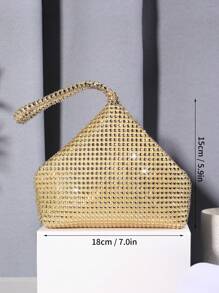 Glamorous Glitter Bling, Sequin, Luxury, Shiny Rhinestone Decor Evening Bag For Prom Portable, Slot Small Wallet, Business Casual Business, Commute, Outdoors, Stadium, Holiday For Lady, For Women, For Female, White-Collar Workers Rhinestone, Rhinestone Bag Faux Pearl, Rhinestone For Party Girl, Woman, Bride Perfect For Party, Wedding, Prom, Dinner/Banquet, For - Gold - View 7